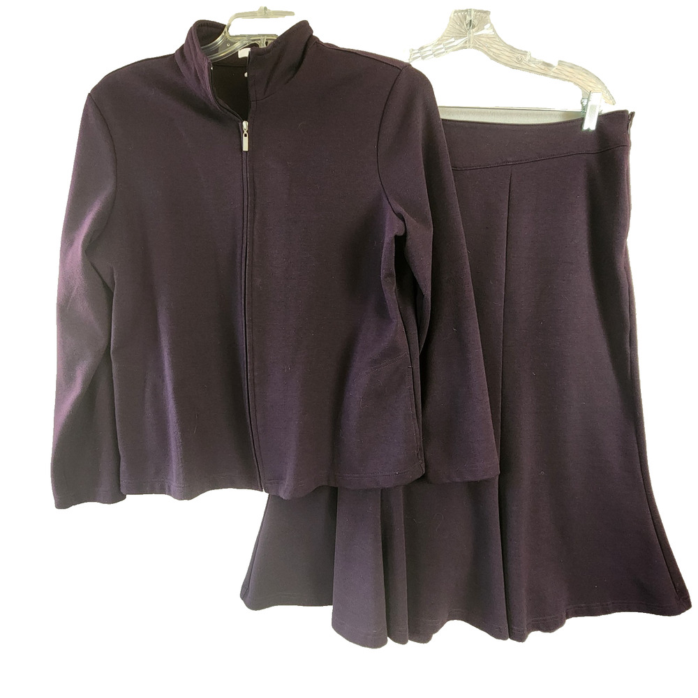 East 5th Zip Jacket + A-Line Skirt Set Women XL Purple Poly Blend